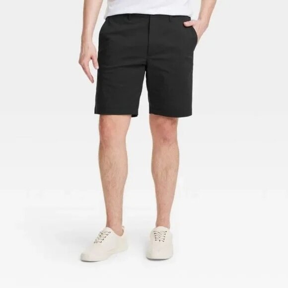 NEW Goodfellow & Co Regular Fit 9" Tech Chino Shorts - Black - Size 32 - Picture 1 of 10